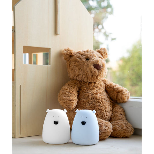 2 Mini Meškučių Naktinių Lempučių Rinkinys – Balta Ir Arktinė Mėlyna